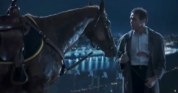 Arnold Schwarzenegger and a horse in True Lies