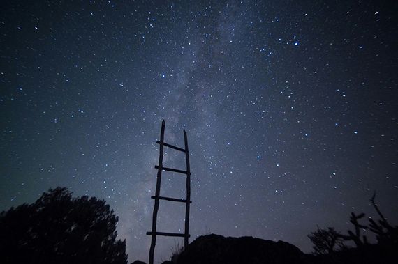 Ladder against a starry night sky