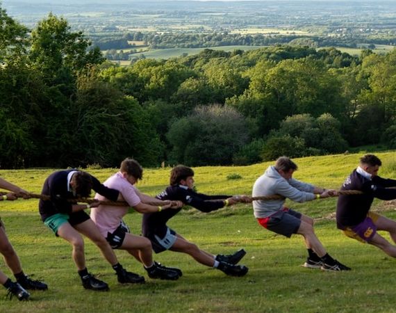Men tug of war